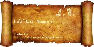Létai Nemere névjegykártya